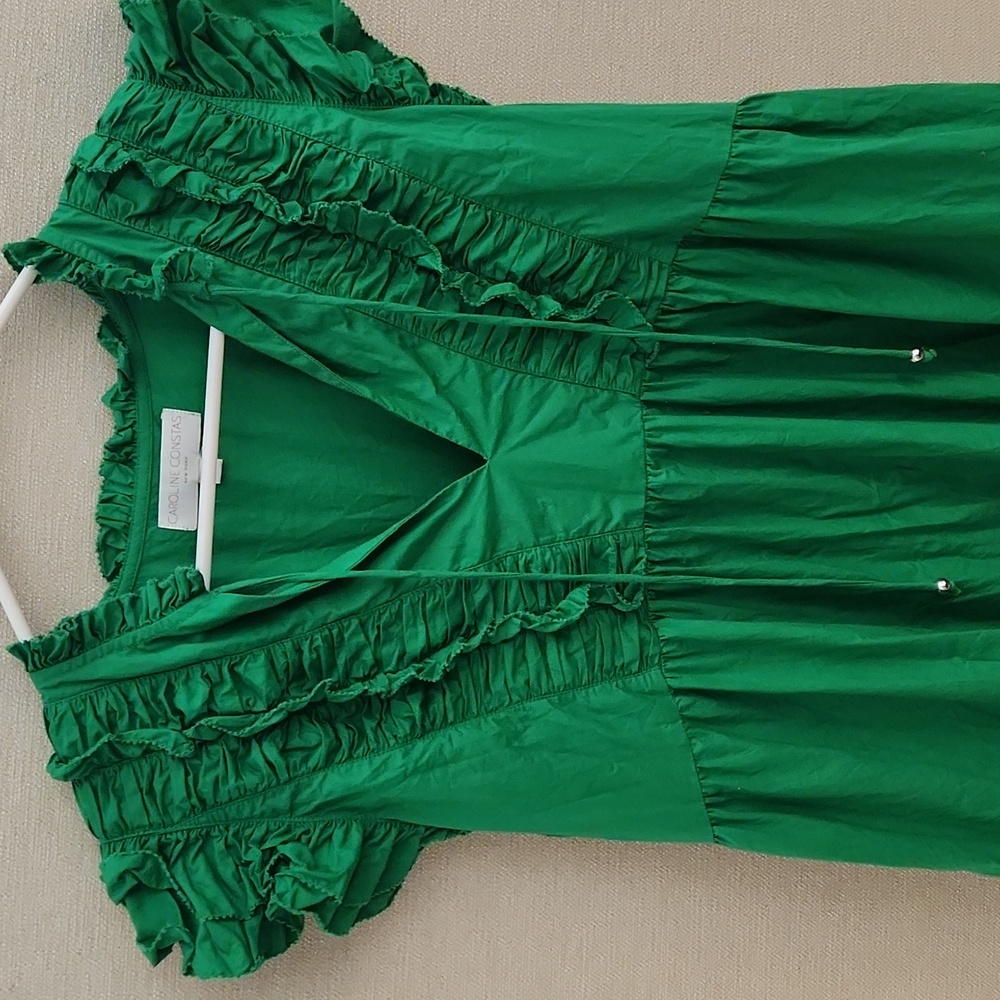 Caroline Constas Green Ruffle Dress Size Medium - Picture 2 of 15